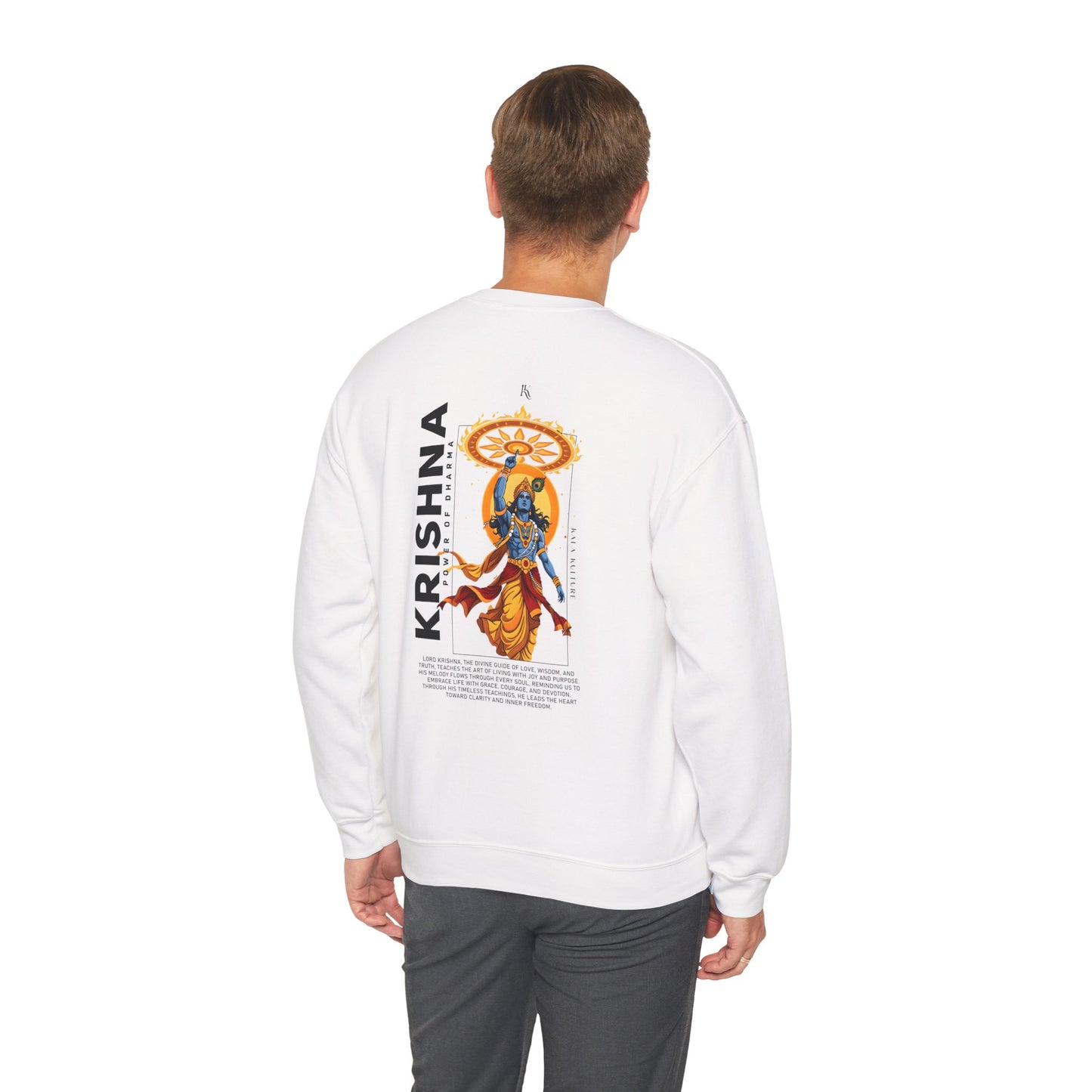 Krishna Graphic Sweatshirt — Divine Melody Illustration Tee