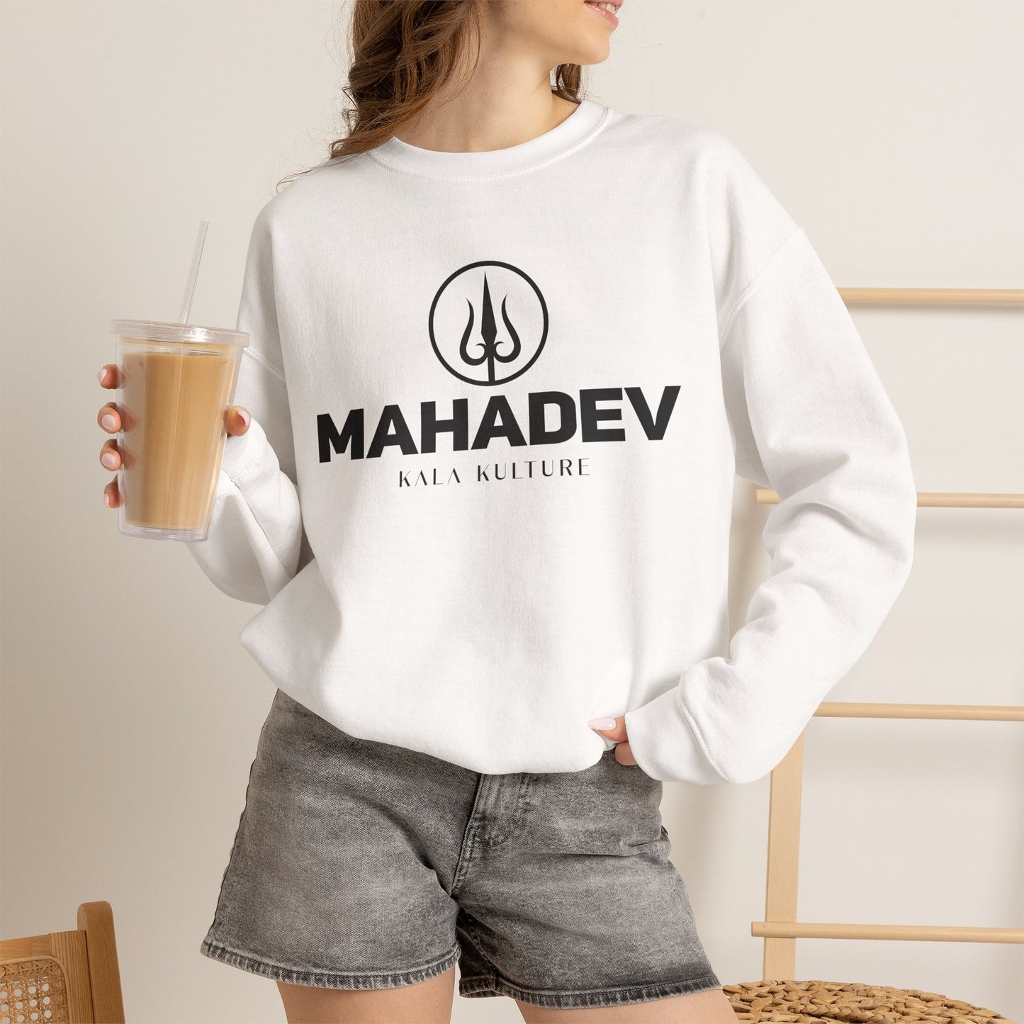 Mahadev Graphic Sweatshirt — Shiva Trident Illustration Tee