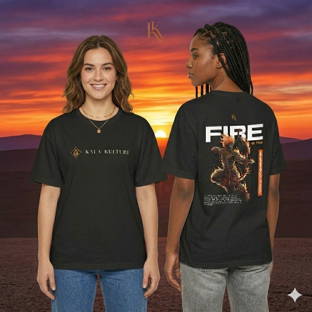 Fire Oversized T‑Shirt — Element of Power Illustration Tee