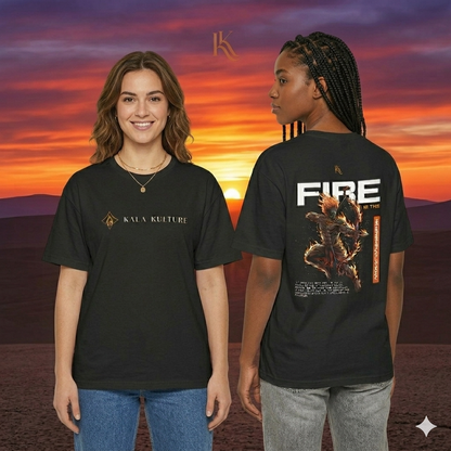Fire Oversized T‑Shirt — Element of Power Illustration Tee