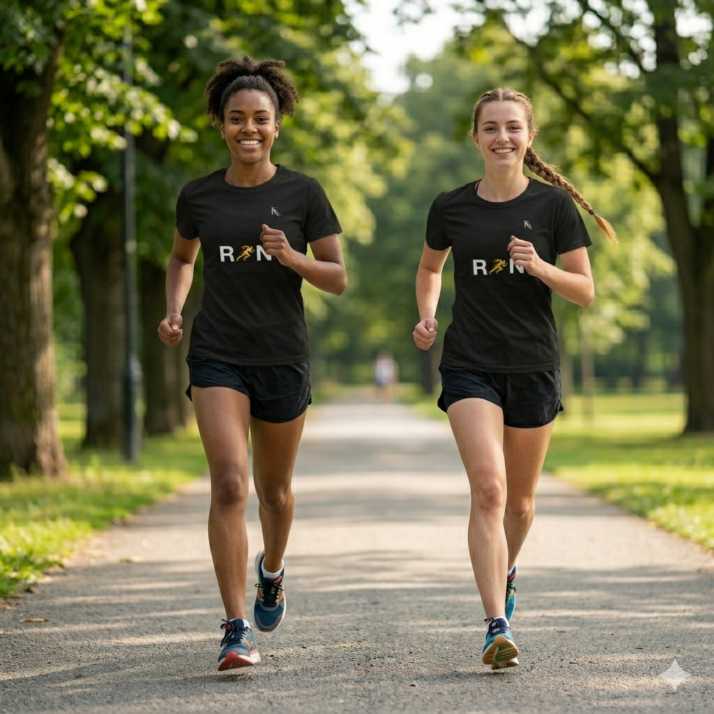 Run Oversized T‑Shirt — Chase Your Momentum Illustration Tee
