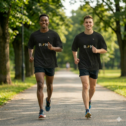 Run Oversized T‑Shirt — Chase Your Momentum Illustration Tee