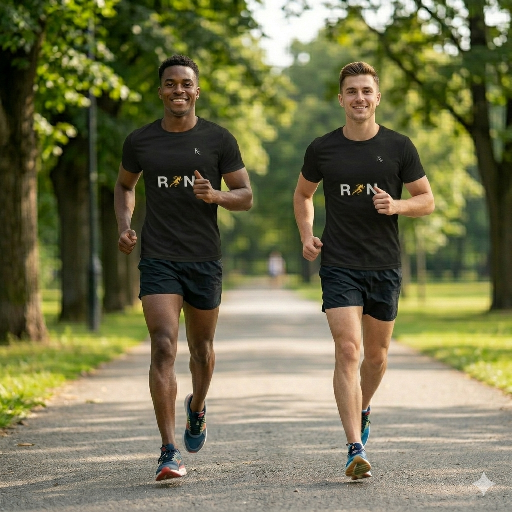 Run Oversized T‑Shirt — Chase Your Momentum Illustration Tee