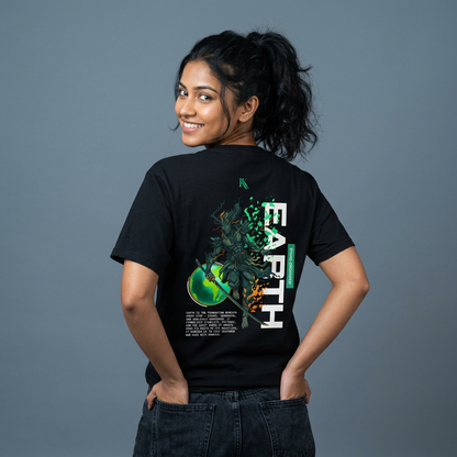 Earth Oversized T‑Shirt — Rooted Strength Illustration Tee