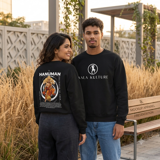 Hanuman Oversized Sweatshirt — Courage & Bhakti Illustration Tee