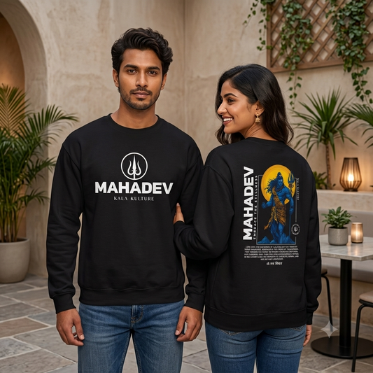 Mahadev Graphic Sweatshirt — Shiva Trident Illustration Tee